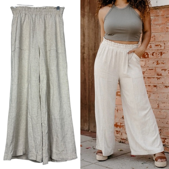 SOZY Linen Blend Kiki Wide Leg Pants - Picture 1 of 7